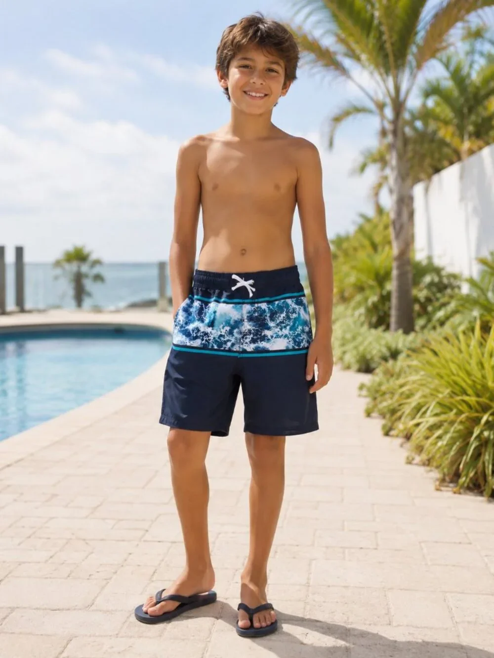 Old Navy Boys 10-12 Ocean Wave Swim Trunks NWT